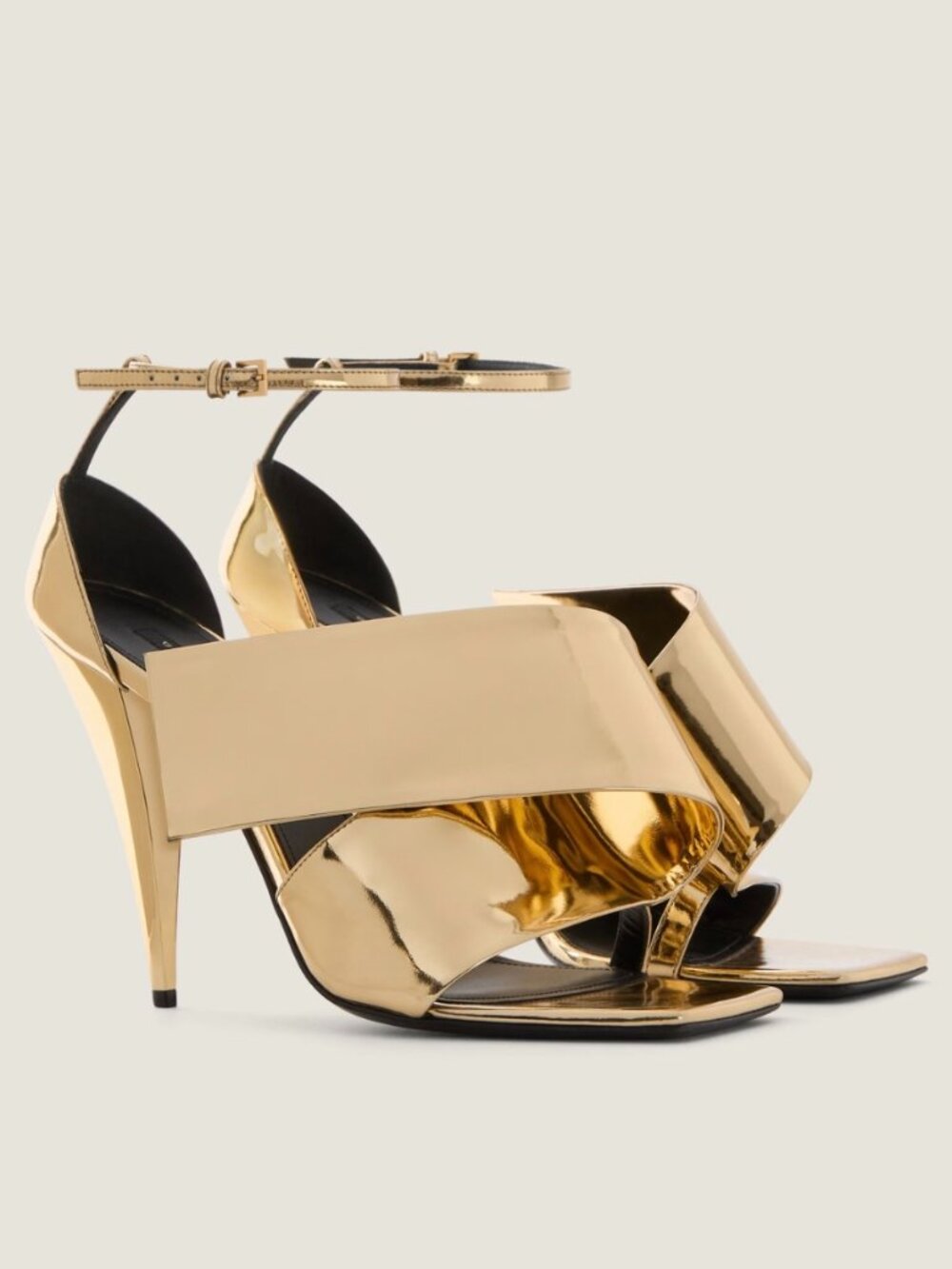 GIVENCHY Gold High Heel Slingback Sandals - Women